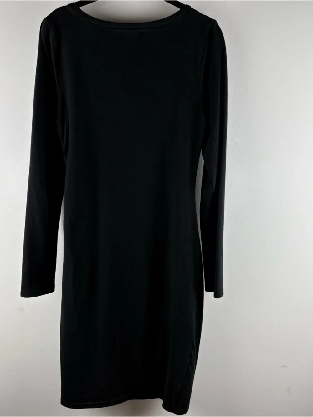 Leith Womens Medium Black Heather Ruched Long Sleeve Bodycon Jersey Knit Dress - Picture 8 of 8